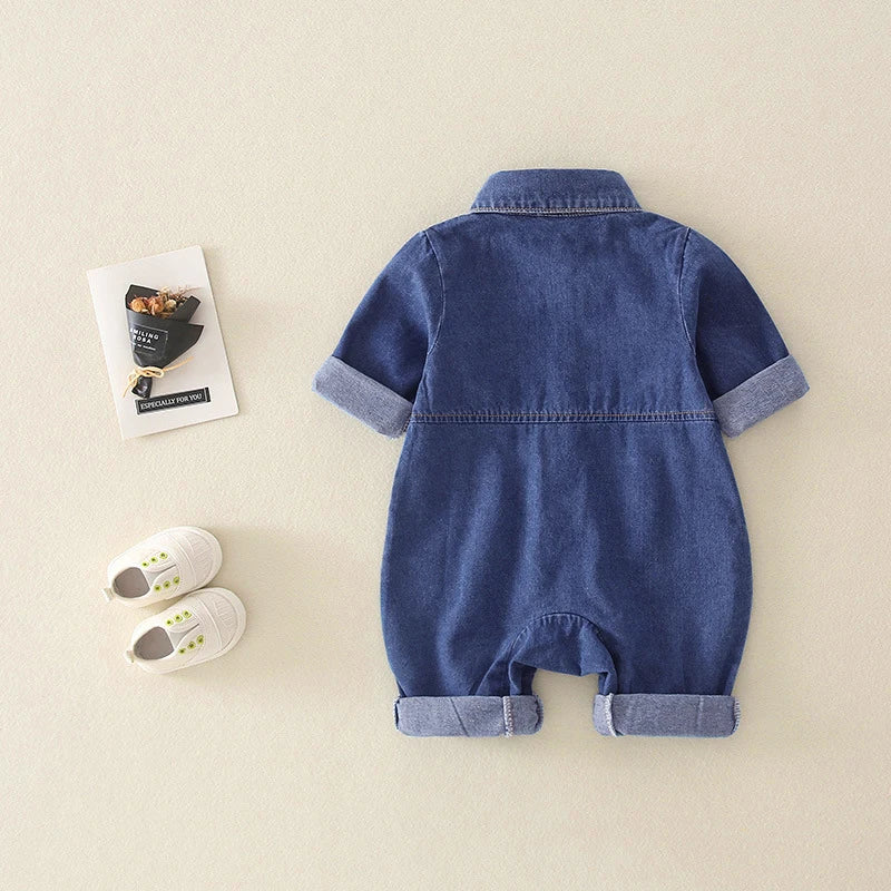 IENENS Baby Clothes Denim Rompers Boy Girl Jumpsuits Spring Autumn Solid Color Newbron One-pieces 0-18 Months