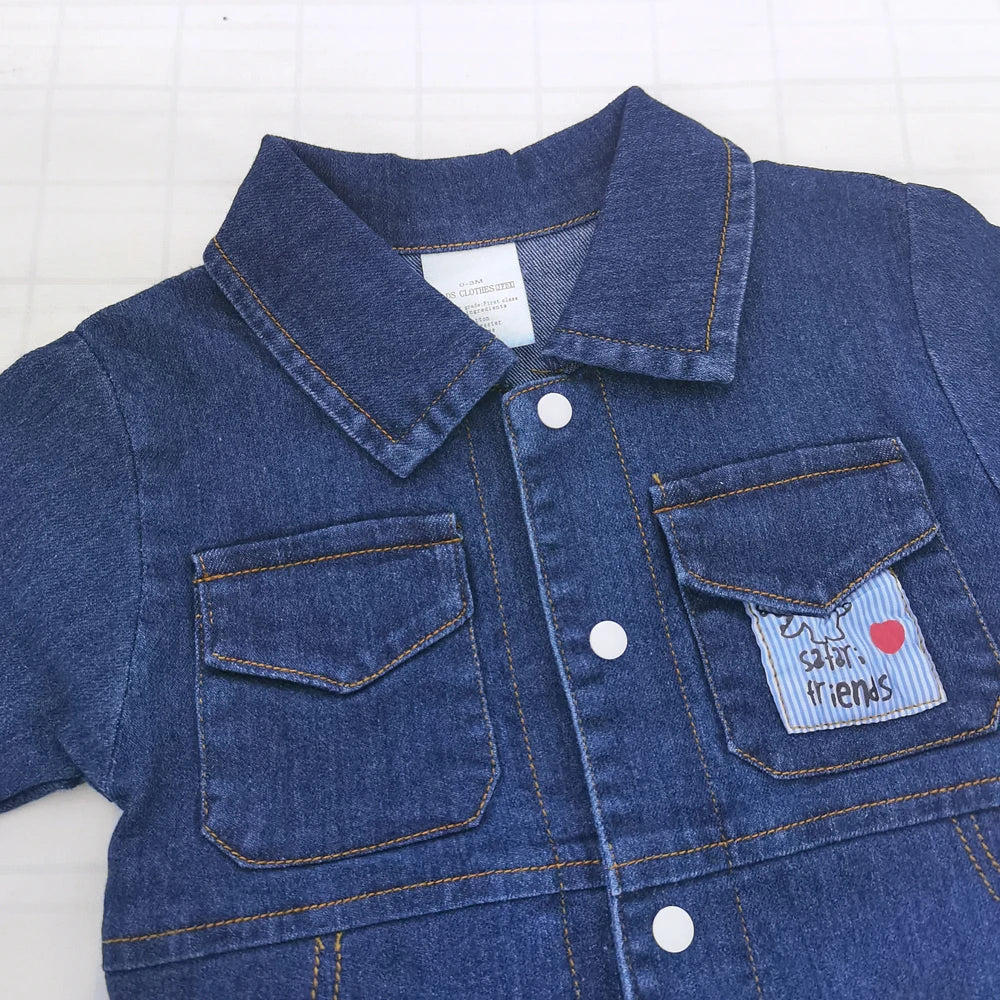 IENENS Baby Clothes Denim Rompers Boy Girl Jumpsuits Spring Autumn Solid Color Newbron One-pieces 0-18 Months